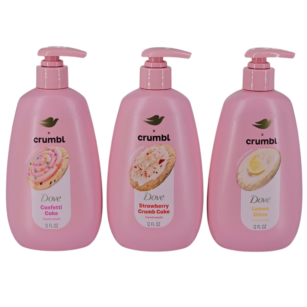 Dove x Crumbl Confetti Cake Strawberry Crumb Cake Lemon Glaze Hand Wash Soap